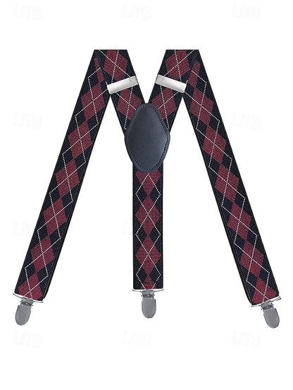 Clip-On Men's Classic Suspenders Pattern Argyle –