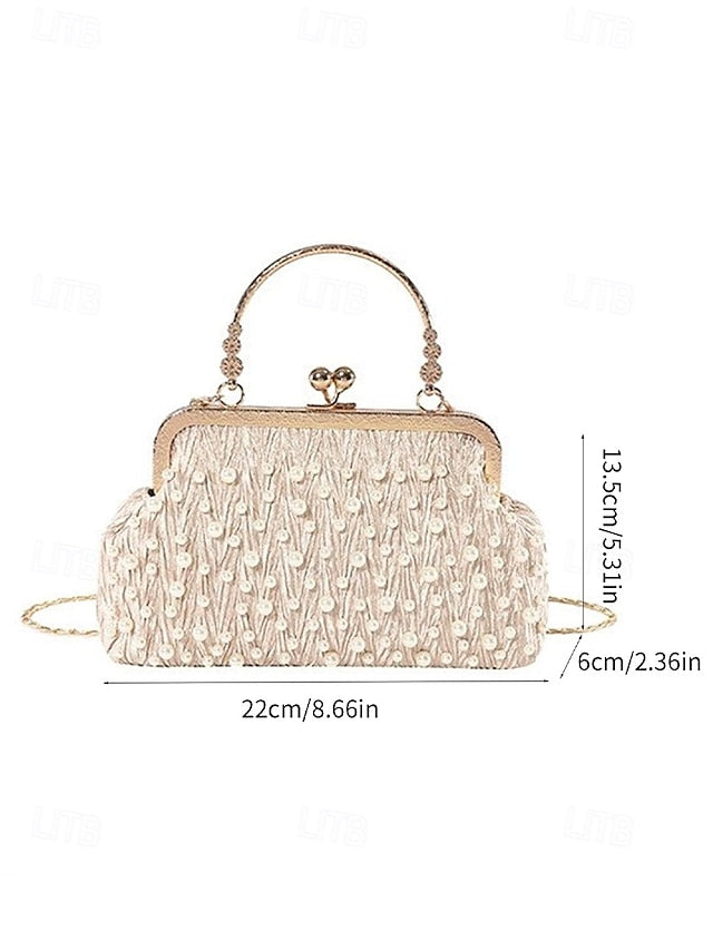 Elegant Vintage Bag – Beaded Evening Clutch Pearl Women's