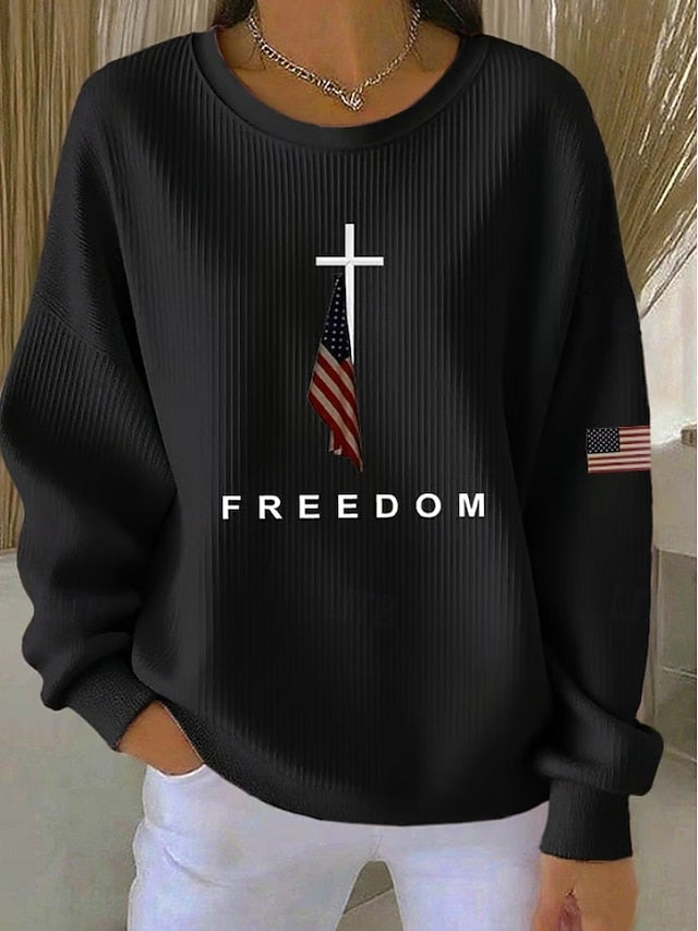 Independence Day Patriotic Shirt Women's Textured Pullover