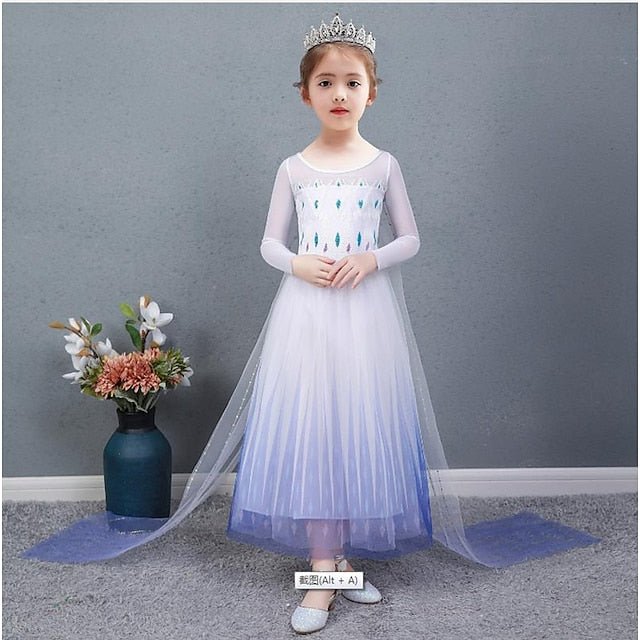 Girl Elsa Cosplay Dress Flower Princess Movie Girls'