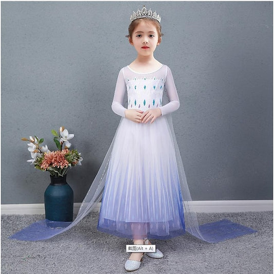 Girl Elsa Cosplay Dress Flower Princess Movie Girls'