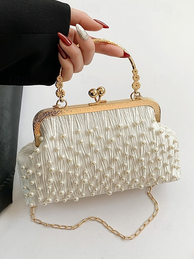 Elegant Vintage Bag – Beaded Evening Clutch Pearl Women's