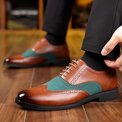 Brown Oxford Men's Shoes Green and – Wingtip in Two-Tone