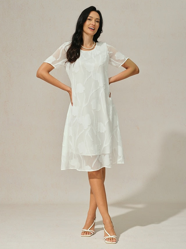 Women's Knee Length Dress Chiffon Dress Elegant Casual