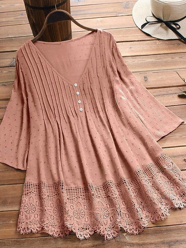 Women's Lace Shirt Blouse Eyelet top White Lace Shirt
