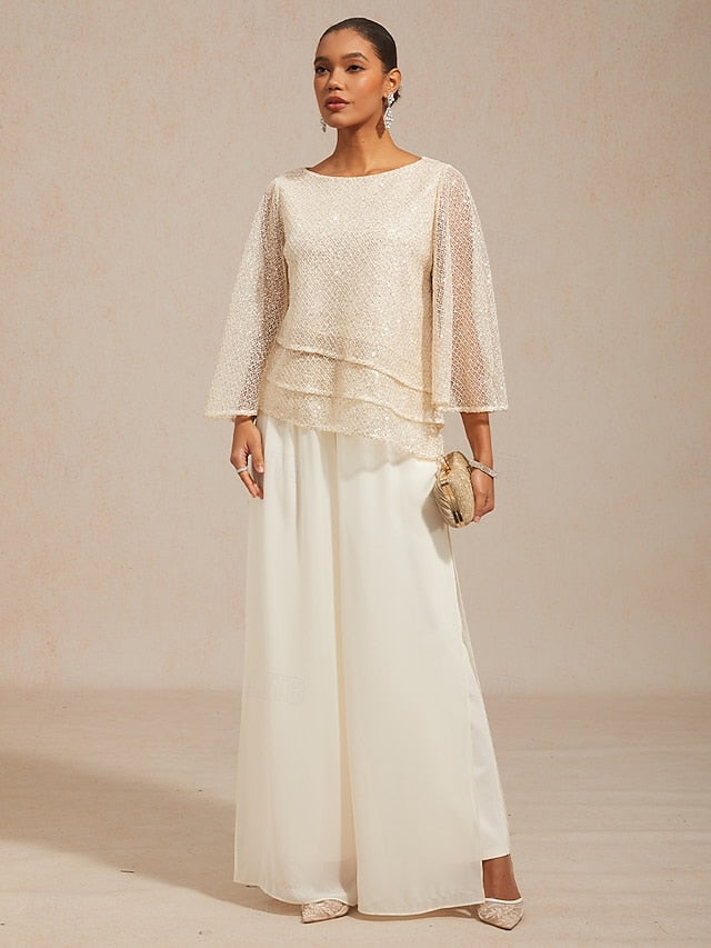 Women's Blouse Lace Tops Sequins Illusion Solid Color