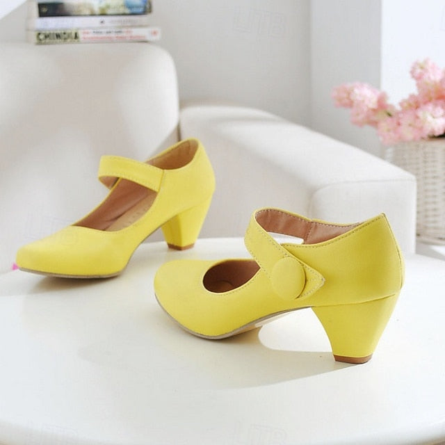 Toe Women's Mary – Jane Yellow Shoes Round