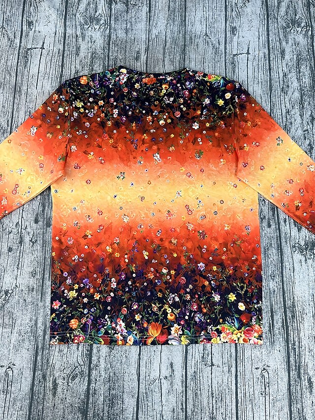 Women's T Shirt Print Ombre Floral Graphic Vintage Fashion
