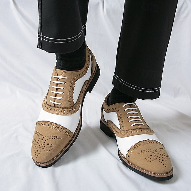 and Shoes Brogue Classic White with Brown Oxford Men's