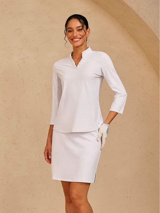 Women's Golf Polo Shirt White Top Ladies Golf Attire