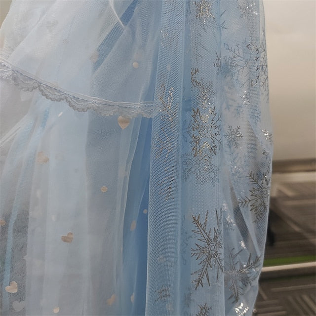 Girl Cloak Dress Cosplay Elsa Flower Frozen Princess