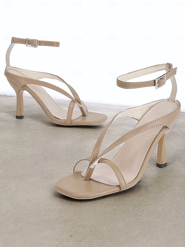 Women's – Strappy Stiletto Elegant White Sandals