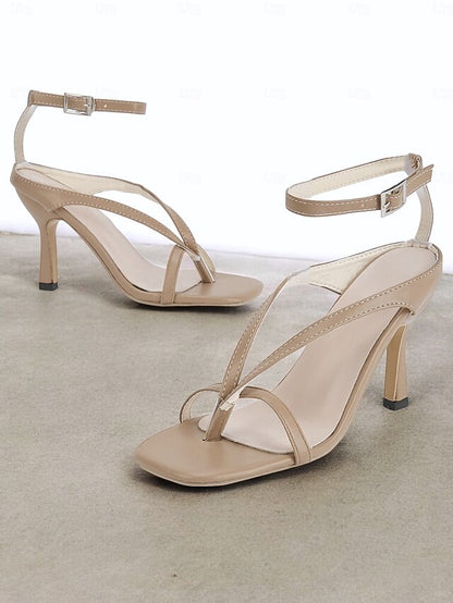 Women's – Strappy Stiletto Elegant White Sandals