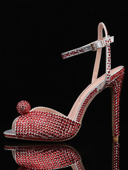 Women's Stiletto Embellished with Rhinestone Heel Sandals