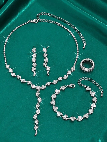 Jewelry Rhinestone Gold Set Necklace – Elegant