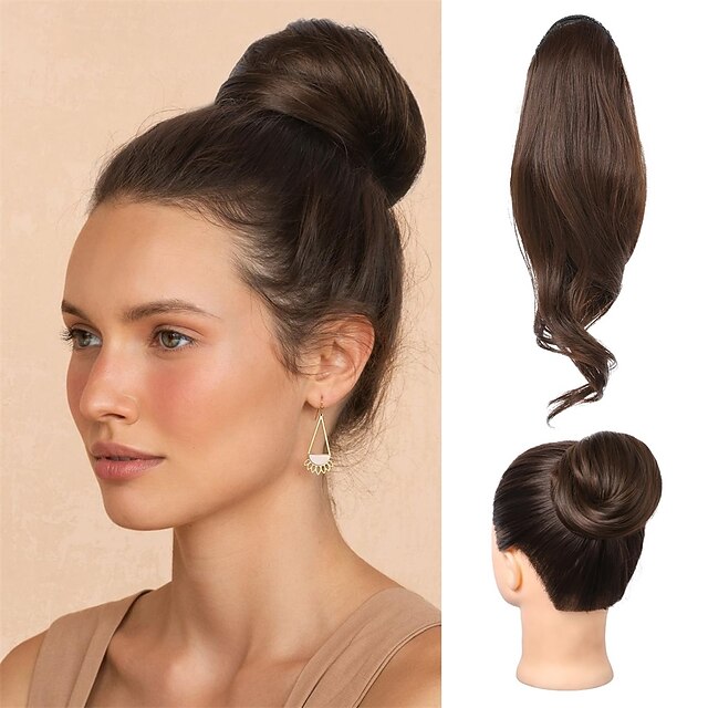 Messy Hair Bun Top Knot Clip in Bun Fake Hair Bun Ponytail