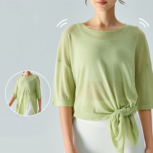 Women's Sports shirts pilates top Sports Top Crew Neckline