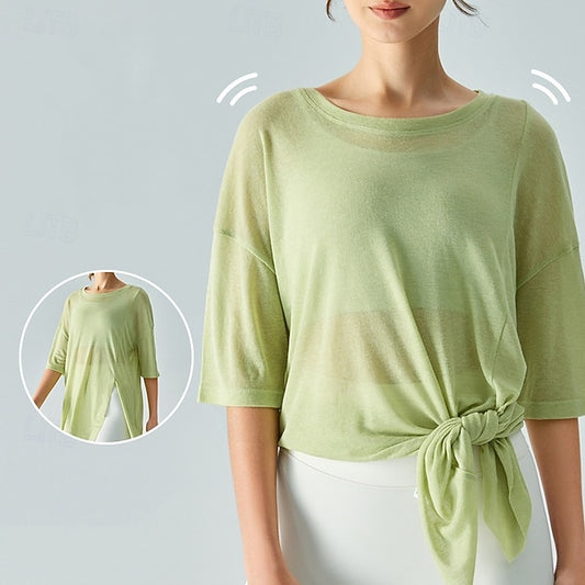 Women's Sports shirts pilates top Sports Top Crew Neckline