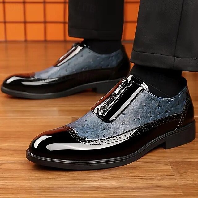 with Tan and Men's Patent Colorblock Shoes Black Formal