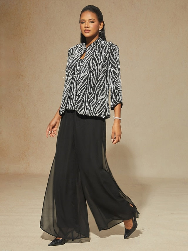 Women's Dressy Tops Twinset Elegant Lace Sequins Paisley
