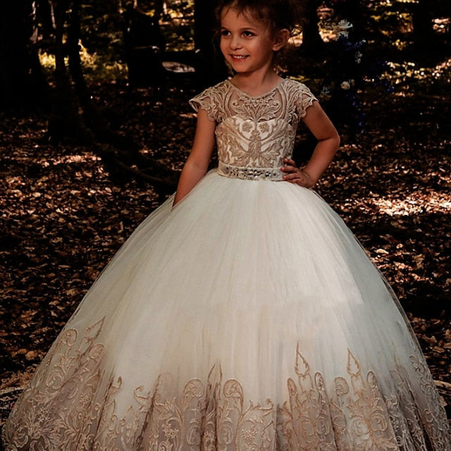 Solid Girl Dress Kids Flower Colored Girls' Floral