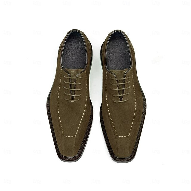 Cowhide Suede Derby Genuine Men's Shoes Leather - Classic