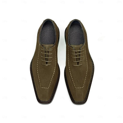 Cowhide Suede Derby Genuine Men's Shoes Leather - Classic