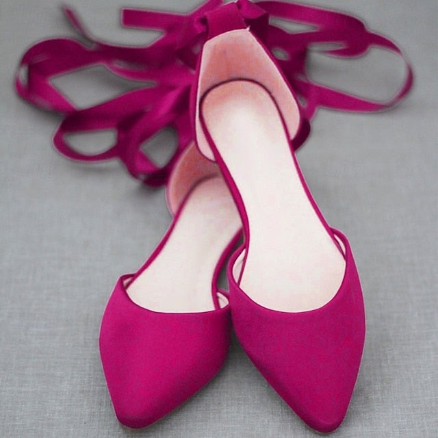 Ballet Tie Flats Satin Comfortable Women's Ribbon –