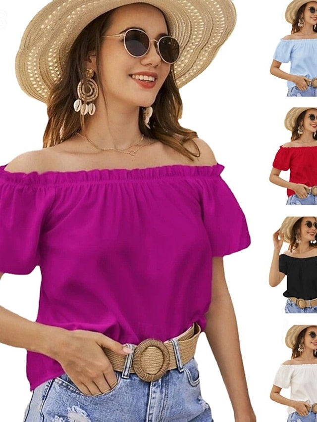 Women's Plus Size Going Out Tops Summer Tops Solid Color