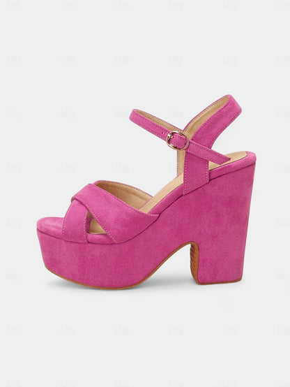 with Strap Platform Pink Sandals - Suede Hot Women's Ankle