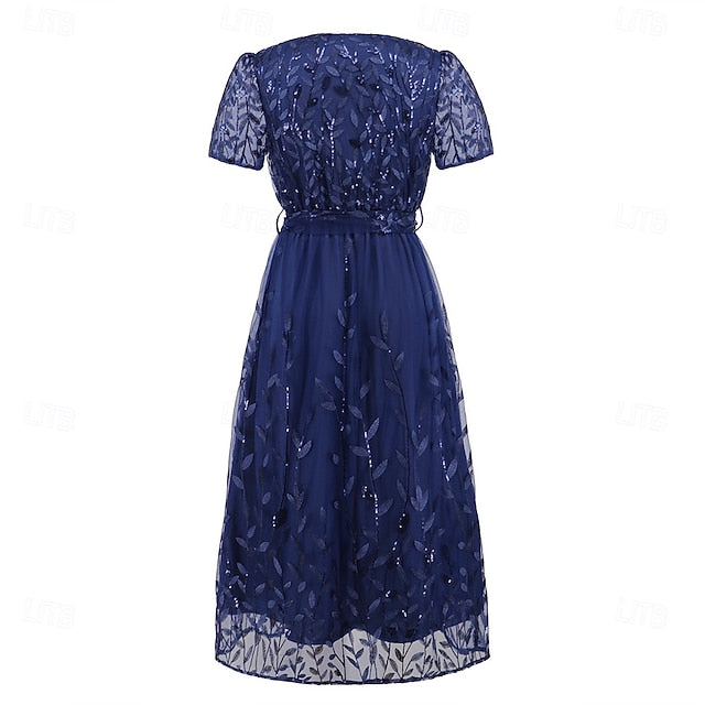 Dress Bride Neck the of V Sequin Elegant A-Line Mother