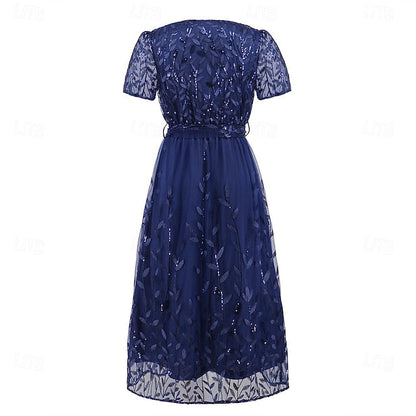 Dress Bride Neck the of V Sequin Elegant A-Line Mother