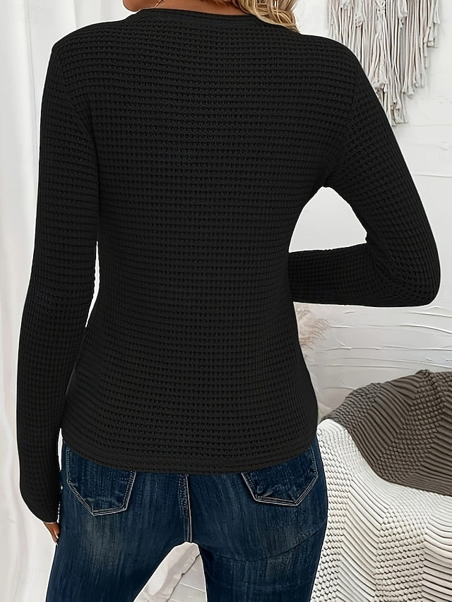 Women's T Shirt Cut Out Plain Fashion Modern Casual Long