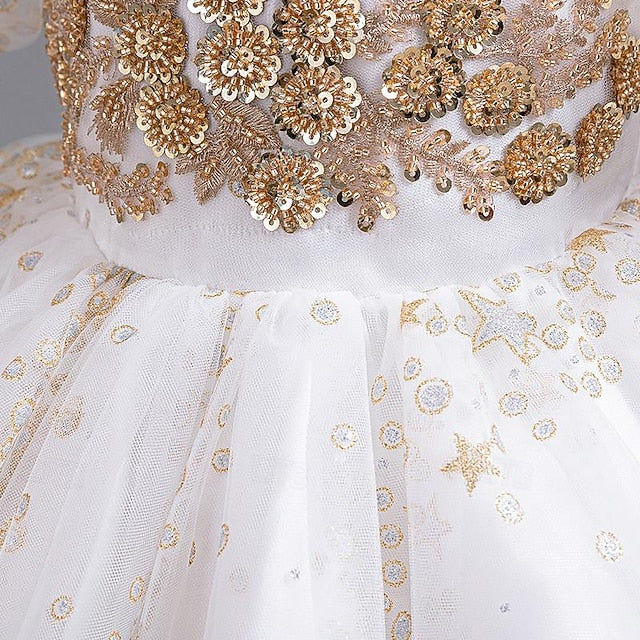 Kids Flower Girls' Party Dress Floral Sequin Girl