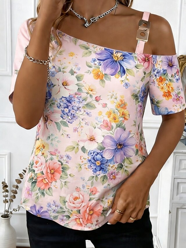 Graphic Top T Floral Shirt Women's Print Fashion Tee