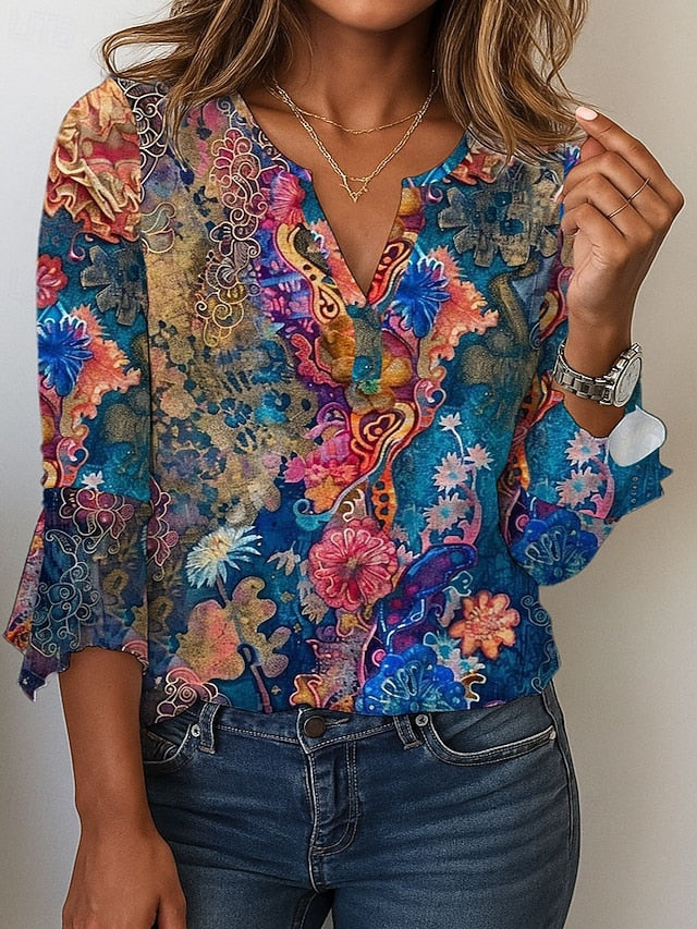 Women's Blouse Print Floral Graphic Vintage Stylish Casual