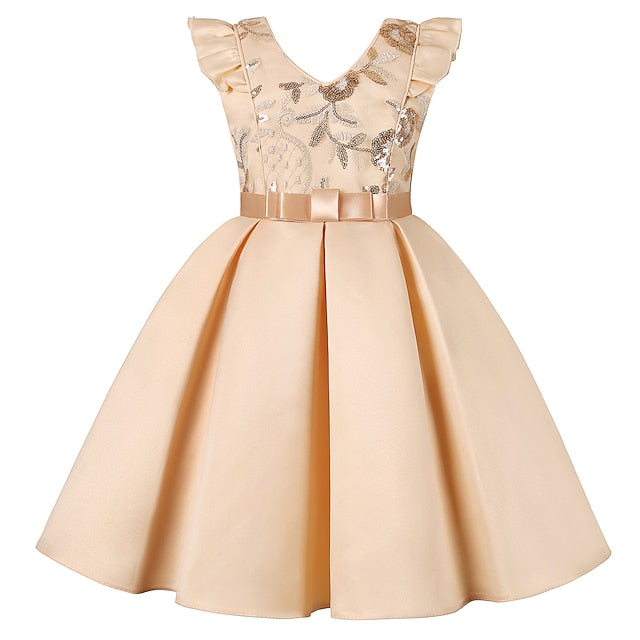 Party Dress Kids Sleeveless Girls' Color Solid Formal