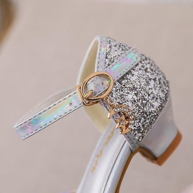 PU Party Little Glitters Heels Girls' Princess Rubber Shoes