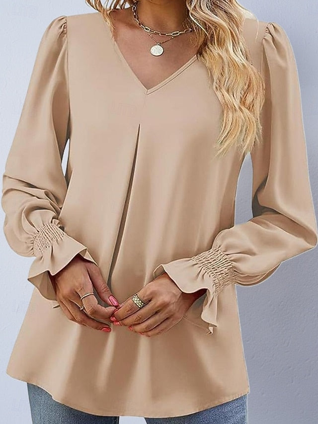 Women's Shirt Satin Shirt Blouse Plain Stylish Basic