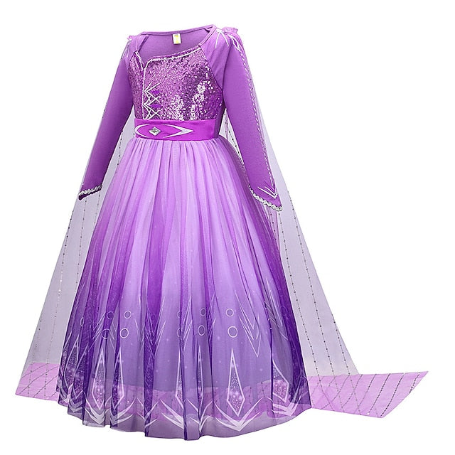 Fairytale Girl Frozen Theme Flower Party Anna Princess Dress