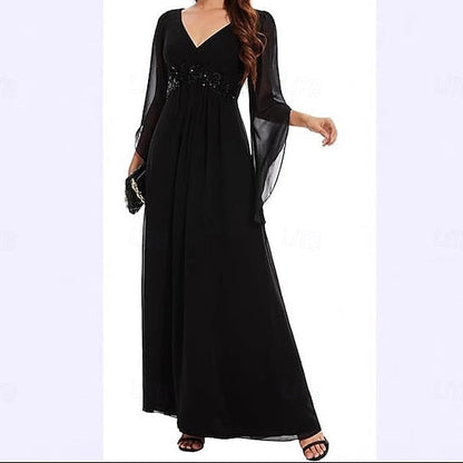 Elegant of Neck Bride Floor V A-Line Simple Mother the Dress