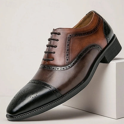 Shoes and Wingtip Leather Black – Faux Oxford Men's Brown