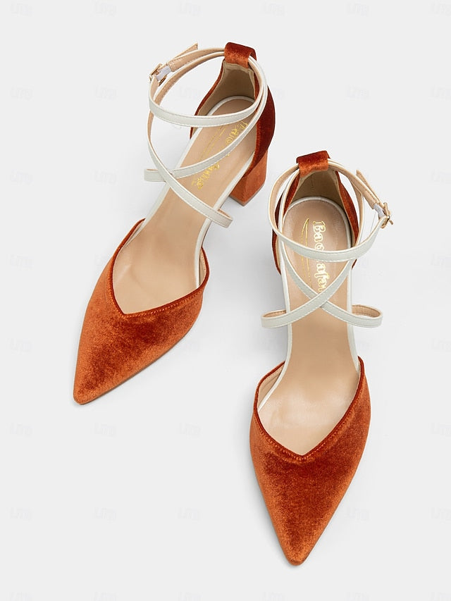 Chic Women's Two-Tone - Ankle Suede Strap Heels Elegant