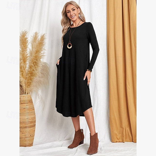 Women's Midi Dress T Shirt Dress Tee Dress Shift Dress
