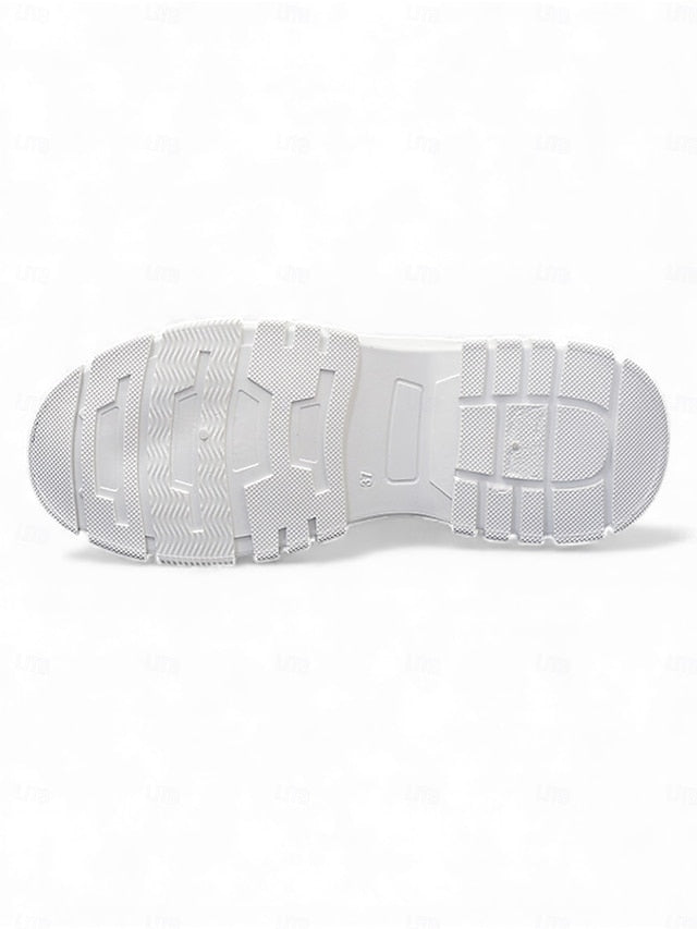 Women's White Warm High-Top Sneakers with Faux Fur Lining -