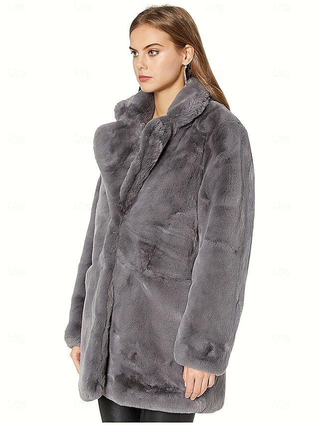 Faux Fur Pocket Women's Comfortable Warm Knitting Coat