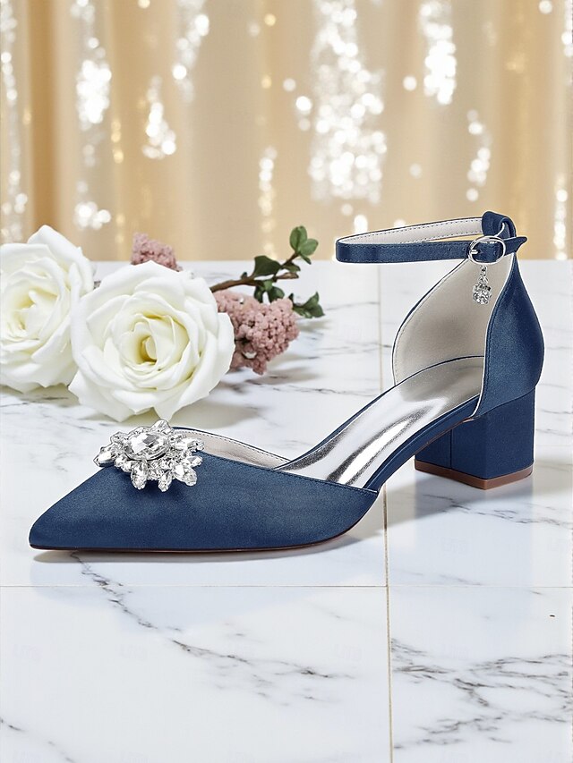 Heel Shoes with Women's Satin Wedding Block Burgundy