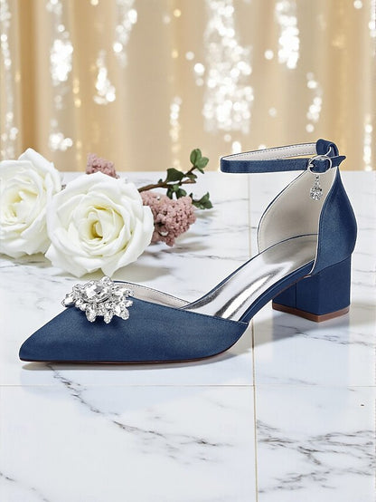 Heel Shoes with Women's Satin Wedding Block Burgundy