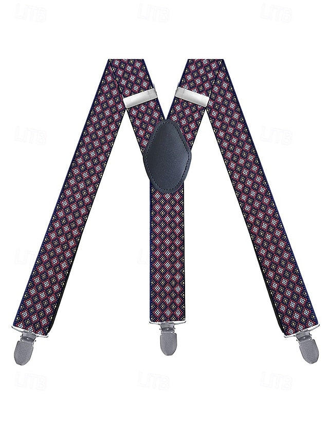 Clip-On Men's Classic Suspenders Pattern Argyle –
