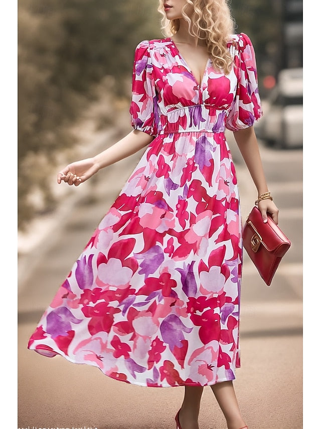 Women's Midi Dress Graduation Dress Floral Dress Fashion